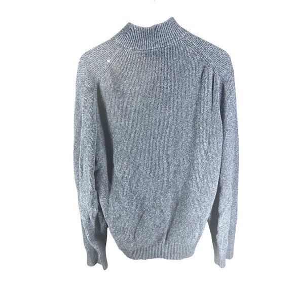 Izod Mens Knit Half Zip Sweater Size XL Ribbed Knit Gray Blue Cotton Blend - Picture 2 of 7